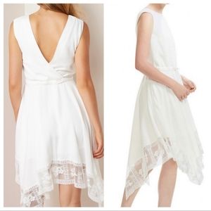 Maje Rushane Lace-Trimmed Handkerchief-Hem Dress A